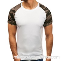 Casual T Shirt Men Donci 2019 Summer Popular Style Slim Fit Comfort Tops Round Collar Camouflage Shoulder Sports Casual Tees White B07Q3G2MFJ